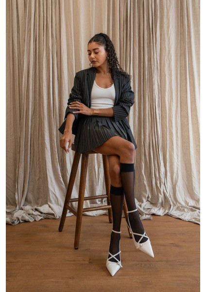 Kadın Reece Çizgili Blazer Gri