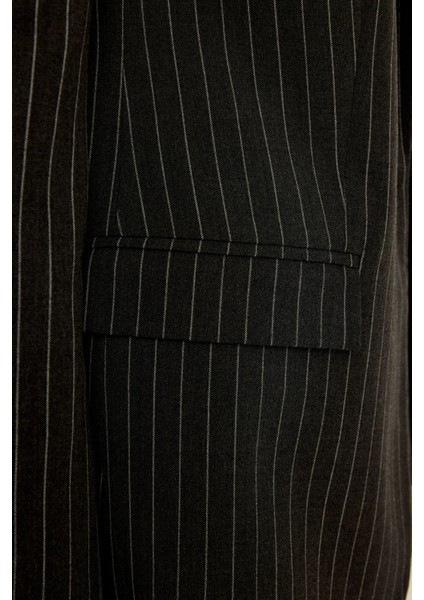 Kadın Reece Çizgili Blazer Gri