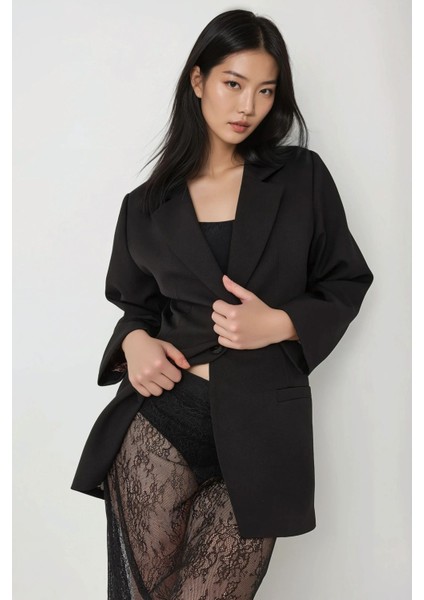 Kadın Yüksek Bel Dantel Maxi Etek Black