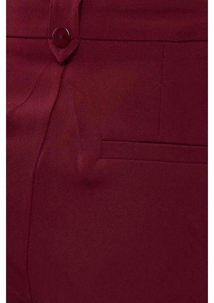 Kadın Yüksek Bel Plise Palazzo Pantolon Red