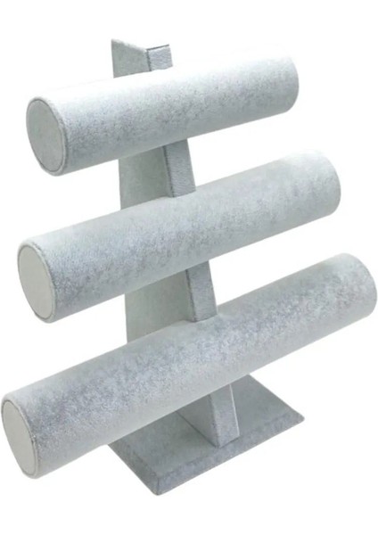 Kadife Bileklik ve Saat Standı, Şık Takı Düzenleyici, Gri Renkli Tasarım