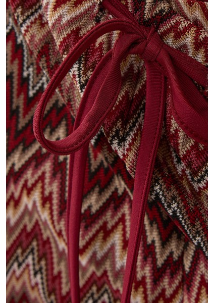 Kadın Geniş Paça Renkli Örme Pantolon Multicolor