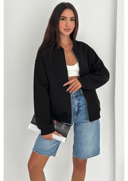 Kadın Fermuarlı Oversize Kolej Hoodie – Sardonlu & Kapüşonlu fiyatları