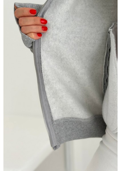 Kadın Fermuarlı Oversize Kolej Hoodie – Sardonlu & Kapüşonlu