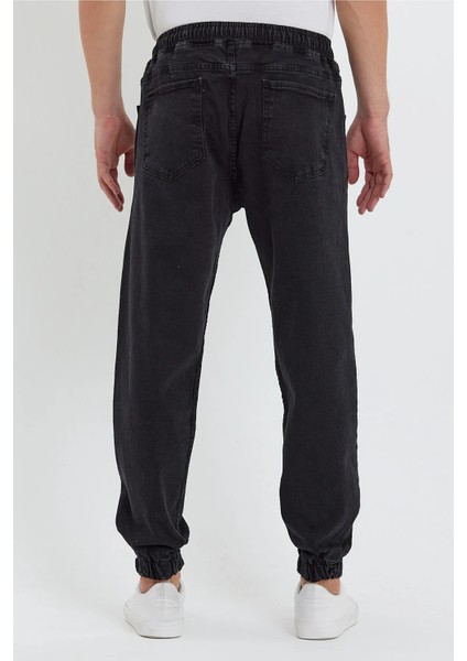 Erkek Beli Lastikli Siyah Kot Jogger Pantolon modelleri