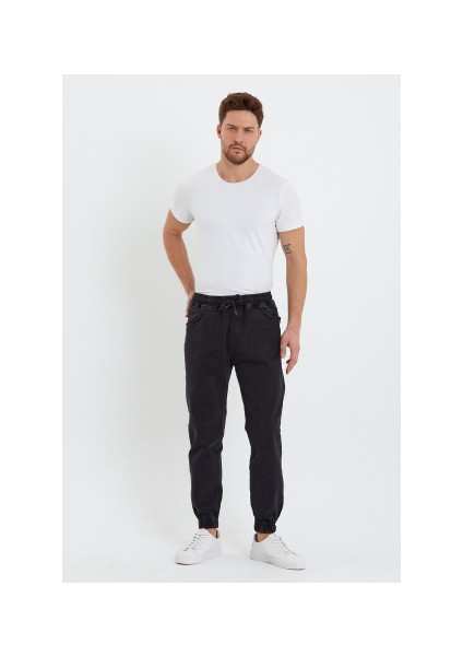 Erkek Beli Lastikli Siyah Kot Jogger Pantolon fırsatları
