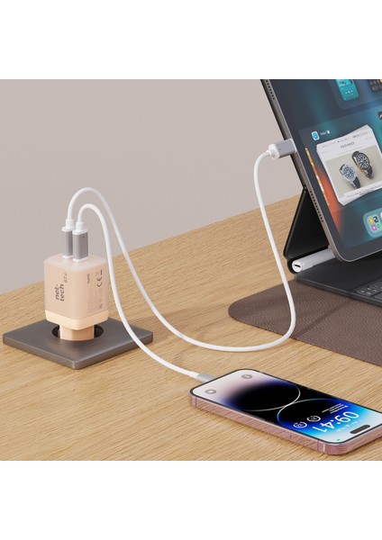 Pembe Renk Uyumlu Süper Hızlı Şarj Aleti Cihazı ADAPTER((67W Pd + Qc Gan Teknoloji + Mfı Sertifika) fiyatları