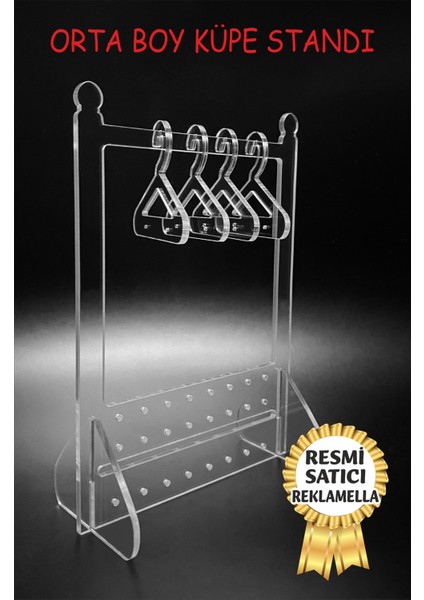 Gri Pleksi Askılı Küpe Standı, Şık Takı Organizer, Dekoratif Aksesuar Teşhir Rafı