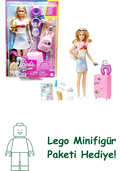 Barbie Seyahatte Bebeği ve Aksesuarları Barbie Bebek ve Aksesuarları, Yavru Köpeğiyle Seyahat Seti HJY18