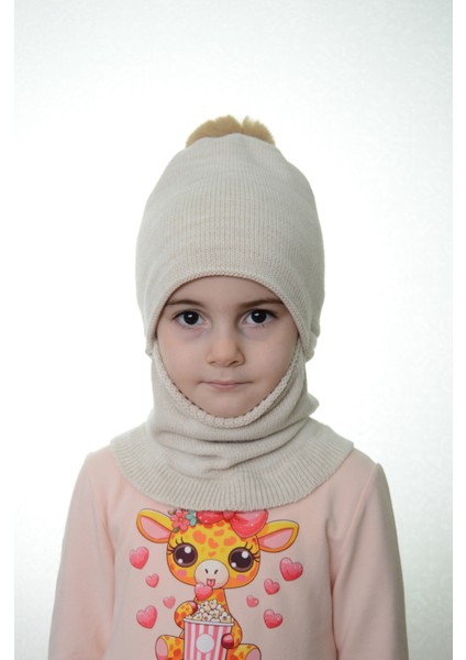 Kız Çocuk Bere Boyunluk Kar Maskesi 4-10 Yaş