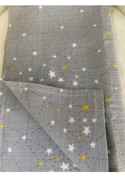 80 x 90 Unisex Bebek Battaniyesi – Gri & Sarı Yıldız Desenli Müslin fiyatları