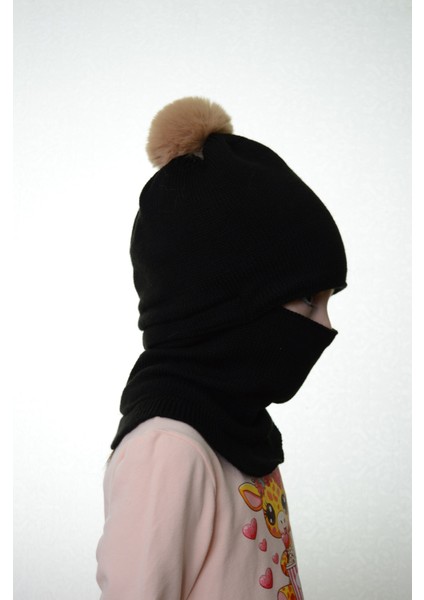 Kız Çocuk Bere Boyunluk Kar Maskesi 4-10 Yaş modelleri