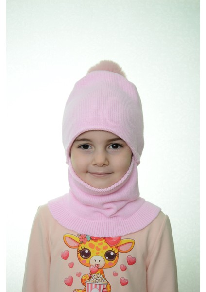 Kız Çocuk Bere Boyunluk Kar Maskesi 4-10 Yaş