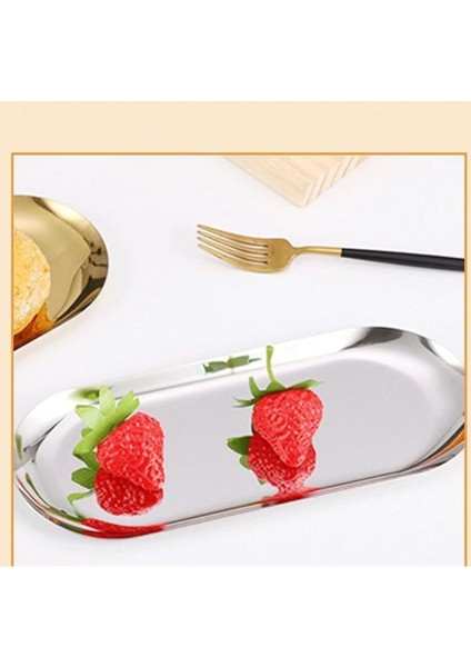 3'lü Orta Boy Kayık Oval Paslanmaz Çerez ve Tatlı Tabağı Seti