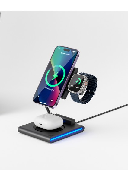Iphone Samsung Uyumlu Kablosuz Kulaklık,saat Telefon Şarj Standı Şarj Istasyonu Çoklu Şarj Aleti fırsatları