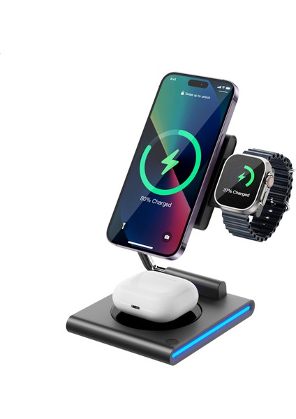 Iphone Samsung Uyumlu Kablosuz Kulaklık,saat Telefon Şarj Standı Şarj Istasyonu Çoklu Şarj Aleti indirimleri