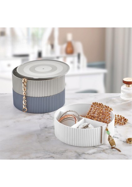 Şeffaf Çok Katlı Yuvarlak 3 Bölmeli Kapaklı Çok Amaçlı Saklama Kutusu fiyatları