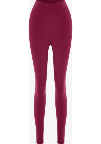 Bordo Orta Destek V-Kesim Yüksek Bel V Bonding Spor Tayt