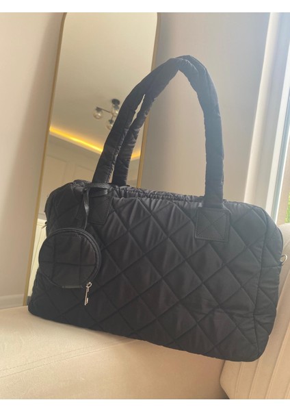 Kapitone Model Askılı Cüzdanlı Çanta