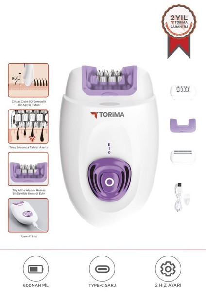 Tep-01 Beyaz 2in1 Şarjlı Tüm Vücut Epilatör