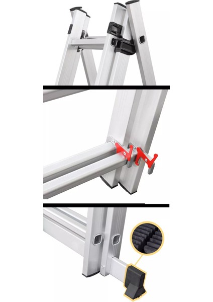 Alüminyum 2 Parçalı Endüstriyel Merdiven 2x6 / 2x7 / 2x8 / 2x9 Basamak | EN131 modelleri