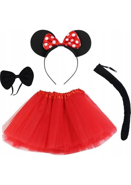 Nessiworld Minnie Mouse Kostüm Seti Etek Taç Kuyruk Papyon Gösteri Seti