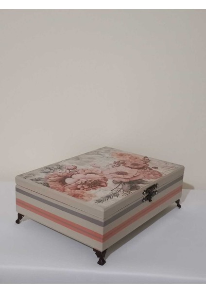 Renkli Ahşap El Boyamalı Dekoratif Takı Kutusu 31X23X8 cm fiyatları