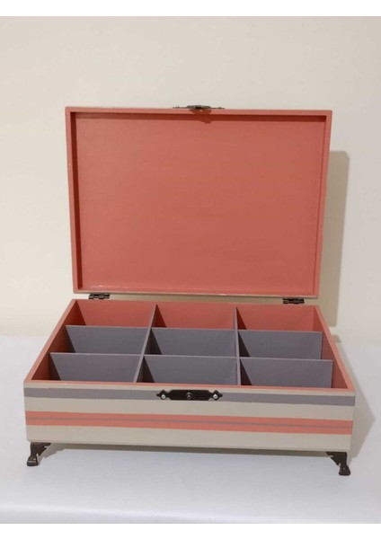 Renkli Ahşap El Boyamalı Dekoratif Takı Kutusu 31X23X8 cm modelleri
