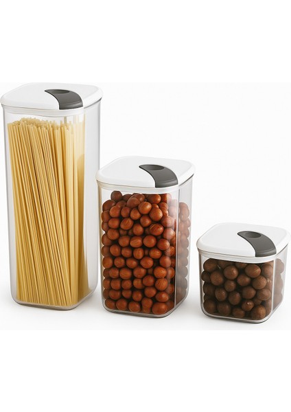 3'lü Çok Renkli Hava Geçirmez Gıda Saklama Kabı Seti, Vakumlu Kapak, 0.5l-1.1l-1.9l modelleri