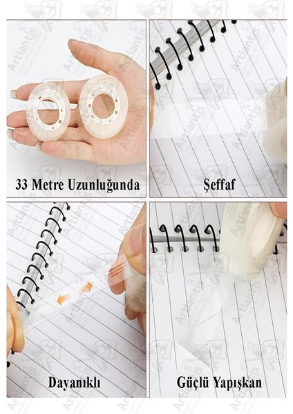 Şeffaf Para Bandı 12MM x 33 Metre 3 Adet Artlantis Şeffaf Okul Ofis Kırtasiye Bantı Yüksek Kaliteli Paketleme Bandı indirimleri