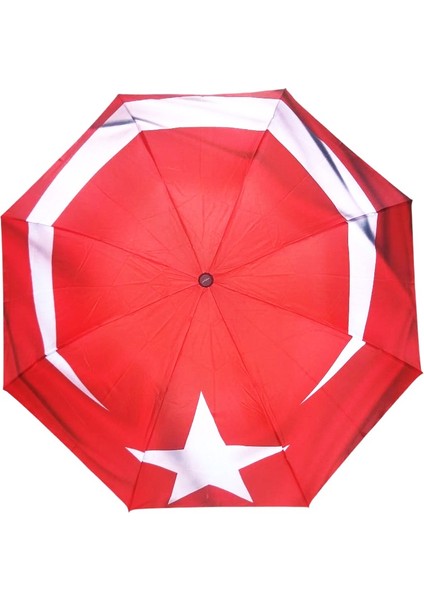 Bayrak Şemsiye Türk Bayrağı Desenli Manuel Çanta Boy Şemsiye