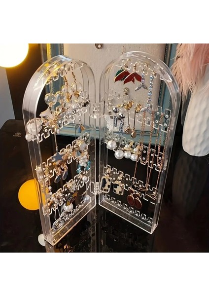 Turuncu, Katlanabilir, 2 Bölmeli Takı Düzenleyici, Şık ve Pratik Tasarım