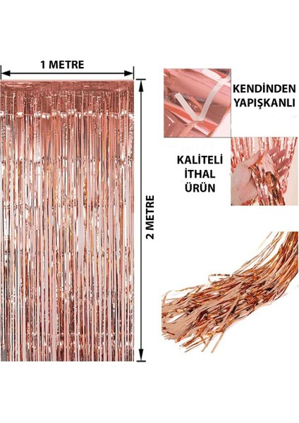 Nessiworld Rose Gold Püsküllü Kapı Perdesi - Parti, Bekarlığa Veda, Doğum Günü 1x2 M fiyatları