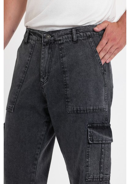 Erkek Bol Paça Kargo Cepli Füme Kot Pantolon fırsatları