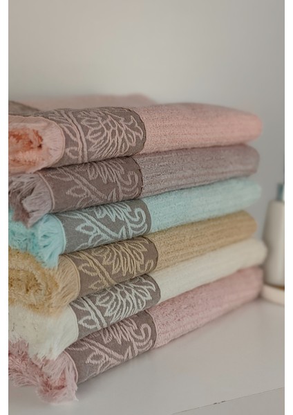 Püsküllü Bambu Banyo Havlusu - Lila Renk Ekstra Yumuşak Havlu - 70X140 cm - Kabartma Bordürlü