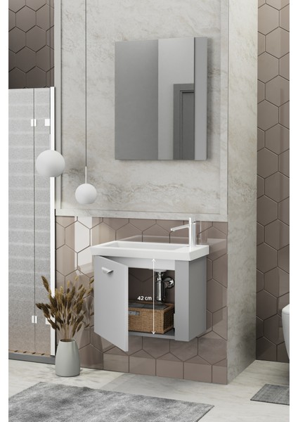 Maxila 60 cm Mat Gri Banyo Dolabı fiyatları