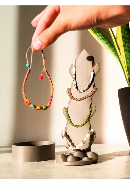 Şık 2'li Takı Düzenleyici, Yüzük, Küpe, Kolye Askılığı, Siyah, Sert Plastik modelleri