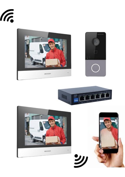 Villa Tipi Ip Görüntülü 2 Ekranlı Diafon Kapı Telefon Seti