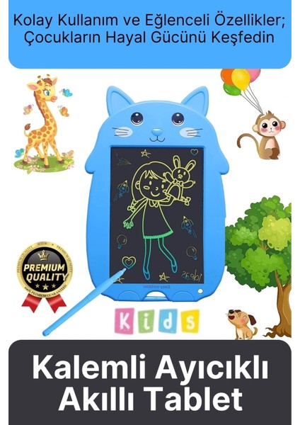 Kolay Kullanım Dayanıklı LCD Ekran Kalemli Dijital Akıllı Ayıcıklı Yazı Boyama Çizim Tableti 8,5 Inç