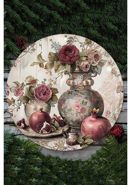 Dekoratif Nar ve Gül Temalı Uv Baskı Mdf Duvar Süsü – 33X33 cm & 20X20 cm DT191 fiyatları