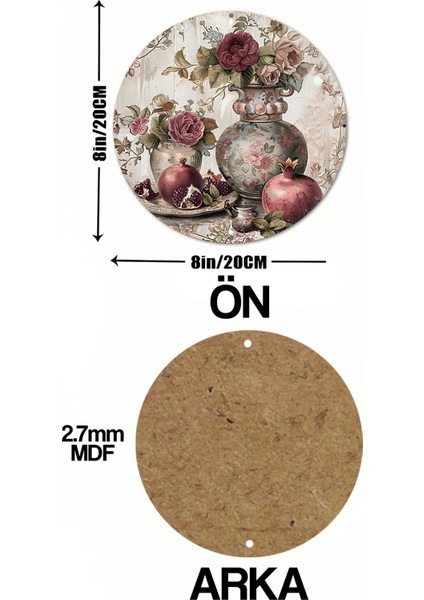 Dekoratif Nar ve Gül Temalı Uv Baskı Mdf Duvar Süsü – 33X33 cm & 20X20 cm DT191 indirimleri