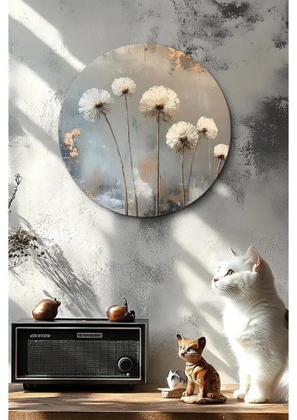 Uv Baskı Mdf Yuvarlak Duvar Süsü – Zarif Çiçek Deseni – 33X33 cm & 20X20 cm DT199 fırsatları