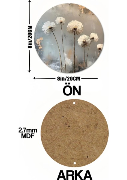 Uv Baskı Mdf Yuvarlak Duvar Süsü – Zarif Çiçek Deseni – 33X33 cm & 20X20 cm DT199 indirimleri