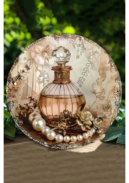 Parfüm Şişesi & Inci Detaylı Uv Baskı Mdf Duvar Süsü – 33X33 cm & 20X20 cm DT178