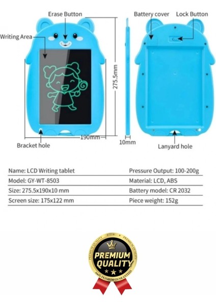 Kolay Kullanım Dayanıklı LCD Ekran Kalemli Dijital Akıllı Ayıcıklı Yazı Boyama Çizim Tableti 8,5 Inç fırsatları