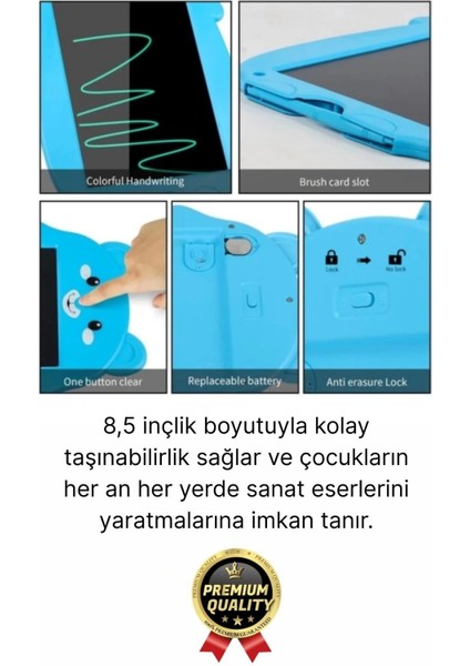 Kolay Kullanım Dayanıklı LCD Ekran Kalemli Dijital Akıllı Ayıcıklı Yazı Boyama Çizim Tableti 8,5 Inç indirimleri
