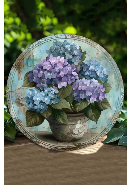 Ortanca Çiçekli Uv Baskı Mdf Duvar Süsü – 33X33 cm & 20X20 cm DT178
