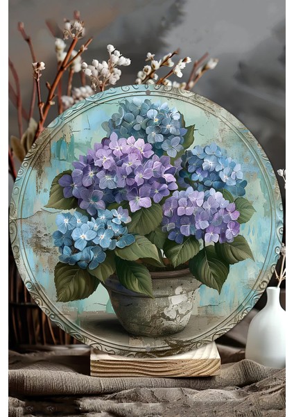 Ortanca Çiçekli Uv Baskı Mdf Duvar Süsü – 33X33 cm & 20X20 cm DT178 modelleri