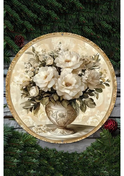 Beyaz Çiçekli Vazolu Uv Baskı Mdf Duvar Süsü – 33X33 cm & 20X20 cm DT185 fiyatları
