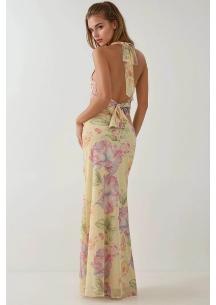 Kadın Choker Yaka Çiçekli Bluz Çok Renkli